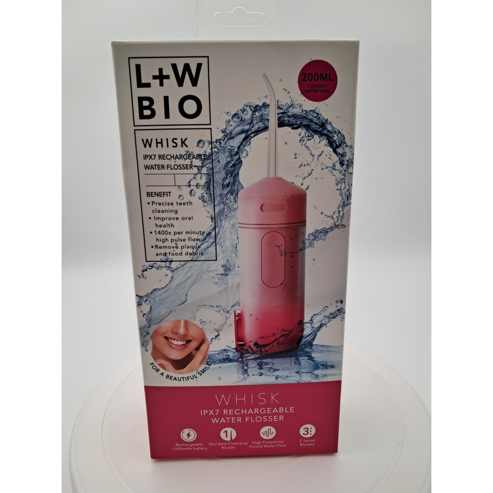 L + W Bio Whisk Rechargeable Water Flosser-200 ML Capacity Water‎ Tank-NIB
